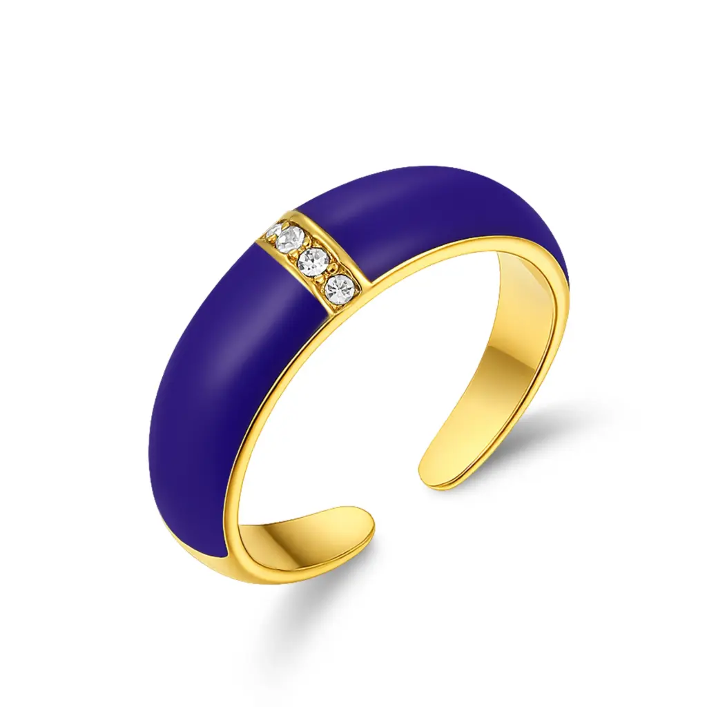 Wholesale Blue Enamel Gold Ring | Jinyi Jewelry Manufacturer DJ01R0755