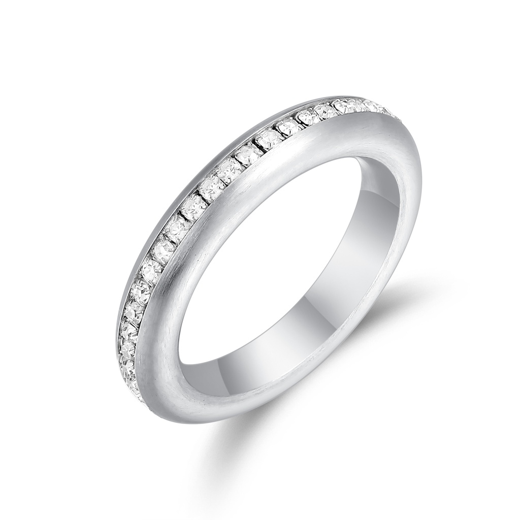 Classic Channel-Set Stainless Steel Ring with Sparkling CZ Stones