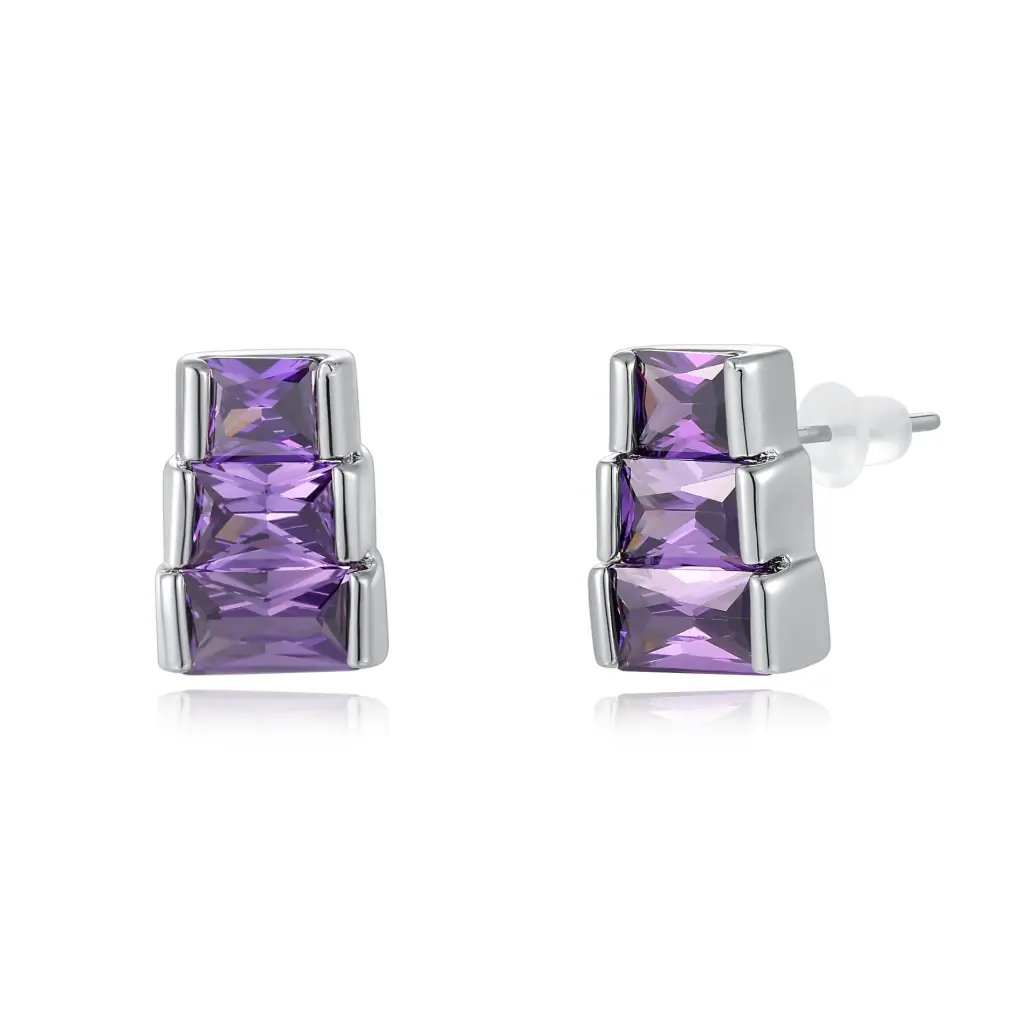 Wholesale Purple Stone Stud Earrings | 925 Silver Jewelry Manufacturer – Jinyi Jewelry JY09E0013