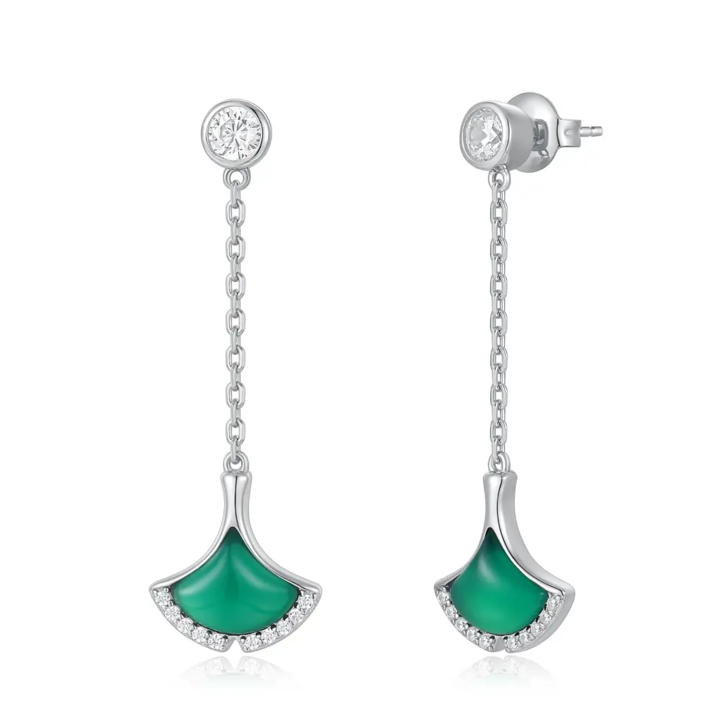 Wholesale 925 Sterling Silver Green Enamel Drop Earrings | Jinyi Jewelry JY09E0033-4