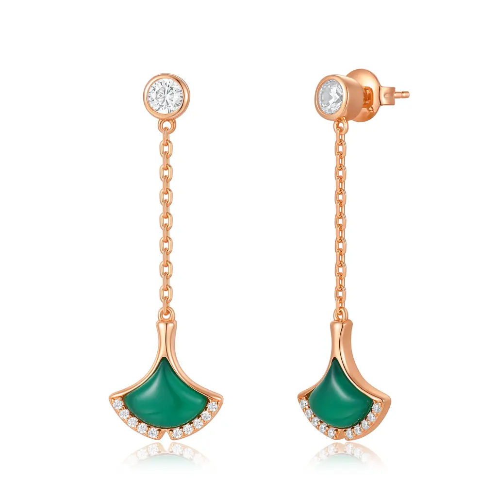 Wholesale Rose Gold Green Enamel Drop Earrings | Jinyi Jewelry JY09E0033-5