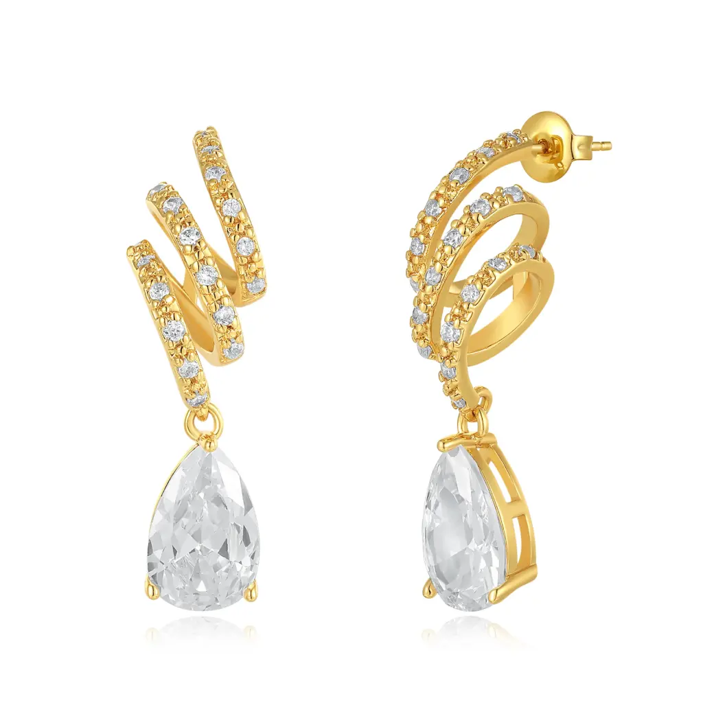 Wholesale Gold-Plated Multi-Spiral Teardrop Earrings | Jinyi Jewelry JY09E0054-1