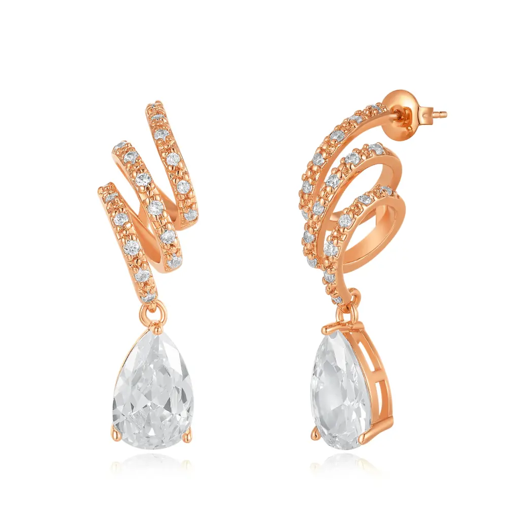 Wholesale Rose Gold Crystal Drop Earrings | Jinyi Jewelry Factory JY09E0054-2