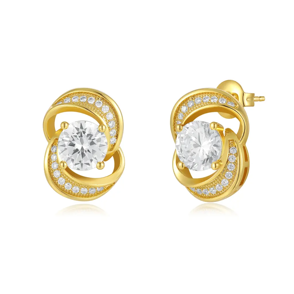 Wholesale Gold Pavé Stud Earrings | Jinyi Jewelry Factory JY09E0103