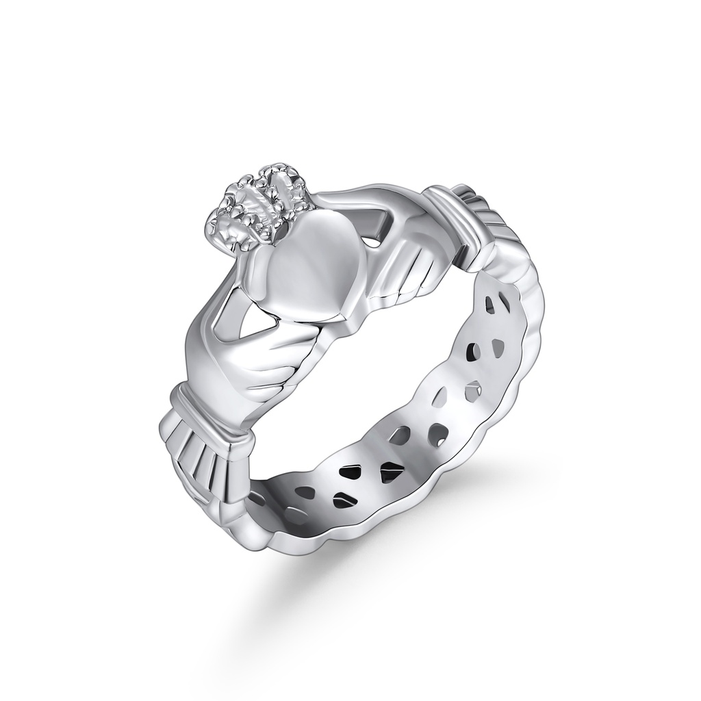 Classic Engagement Style Silver Ring with Crystal Halo Setting