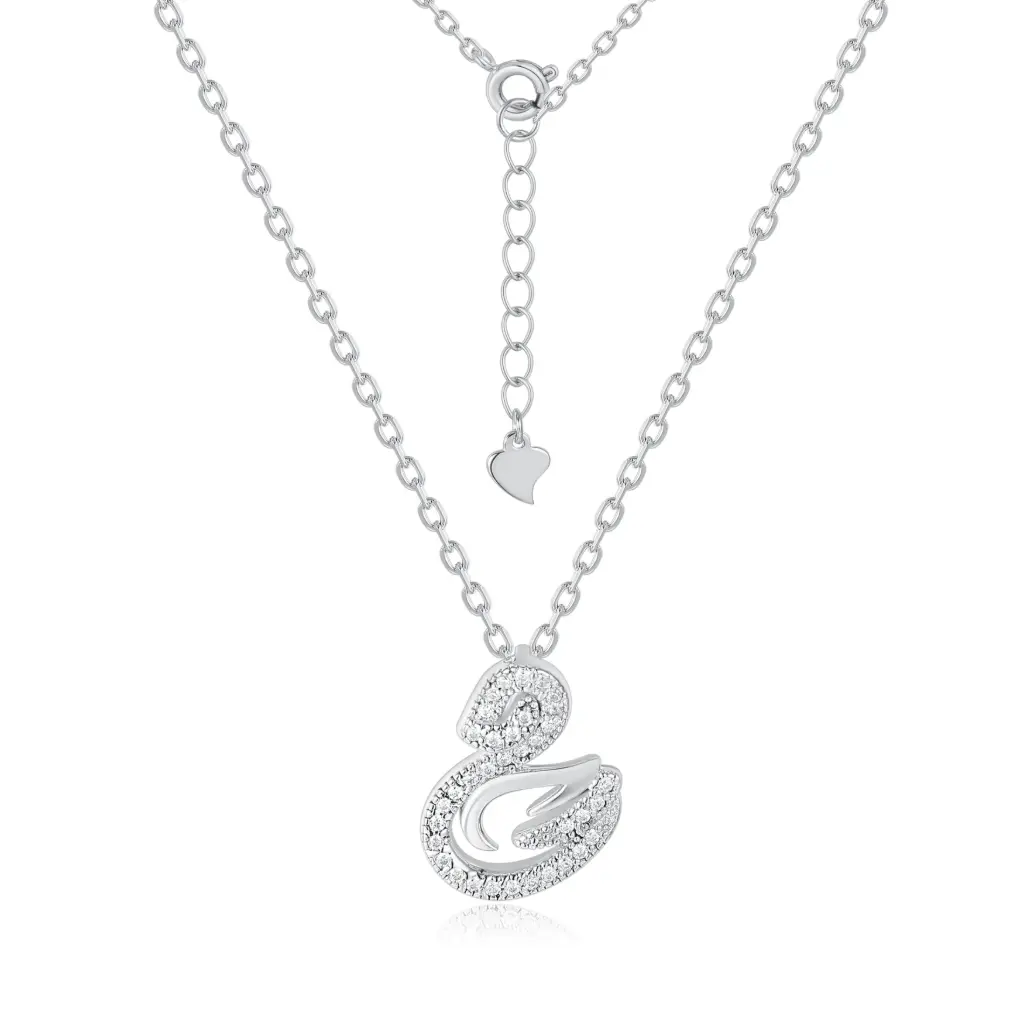 Wholesale Silver Pavé Crystal Swan Pendant Necklace JY09N0017