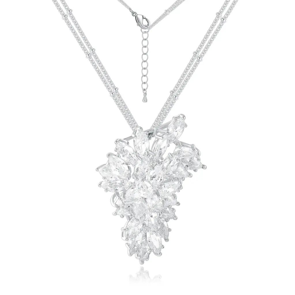 Wholesale Silver Cluster Statement Necklace | Jinyi Jewelry Factory JY09N0032