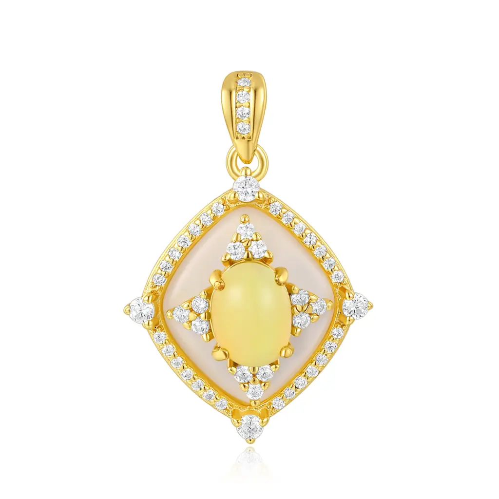 Wholesale Geometric Gold Opal Pendant | Jinyi Jewelry JY13P0003-1