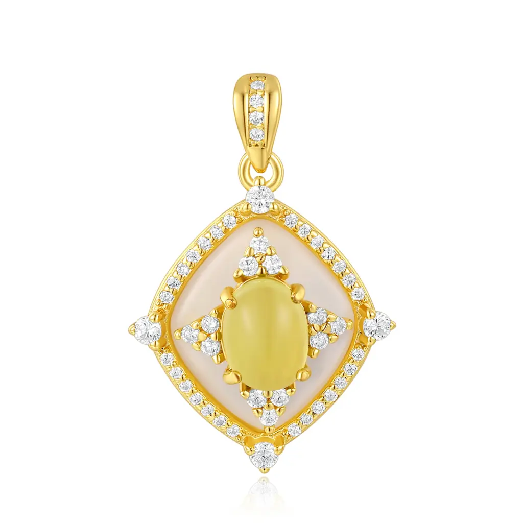 Wholesale Geometric Gold Opal Pendant | Jinyi Jewelry JY13P0003-2