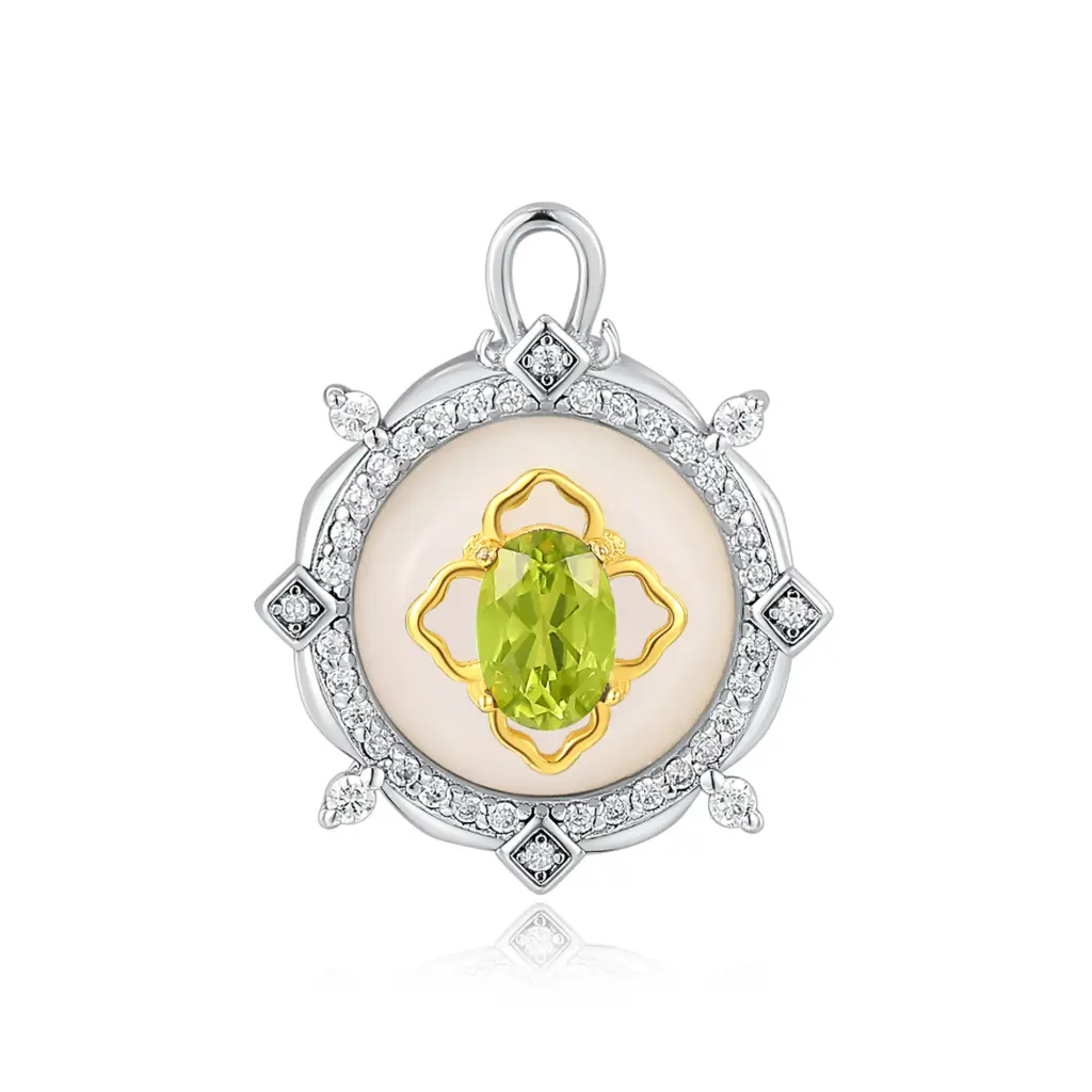 Two-Tone Peridot Pendant | Jinyi Jewelry JY13P0009-2