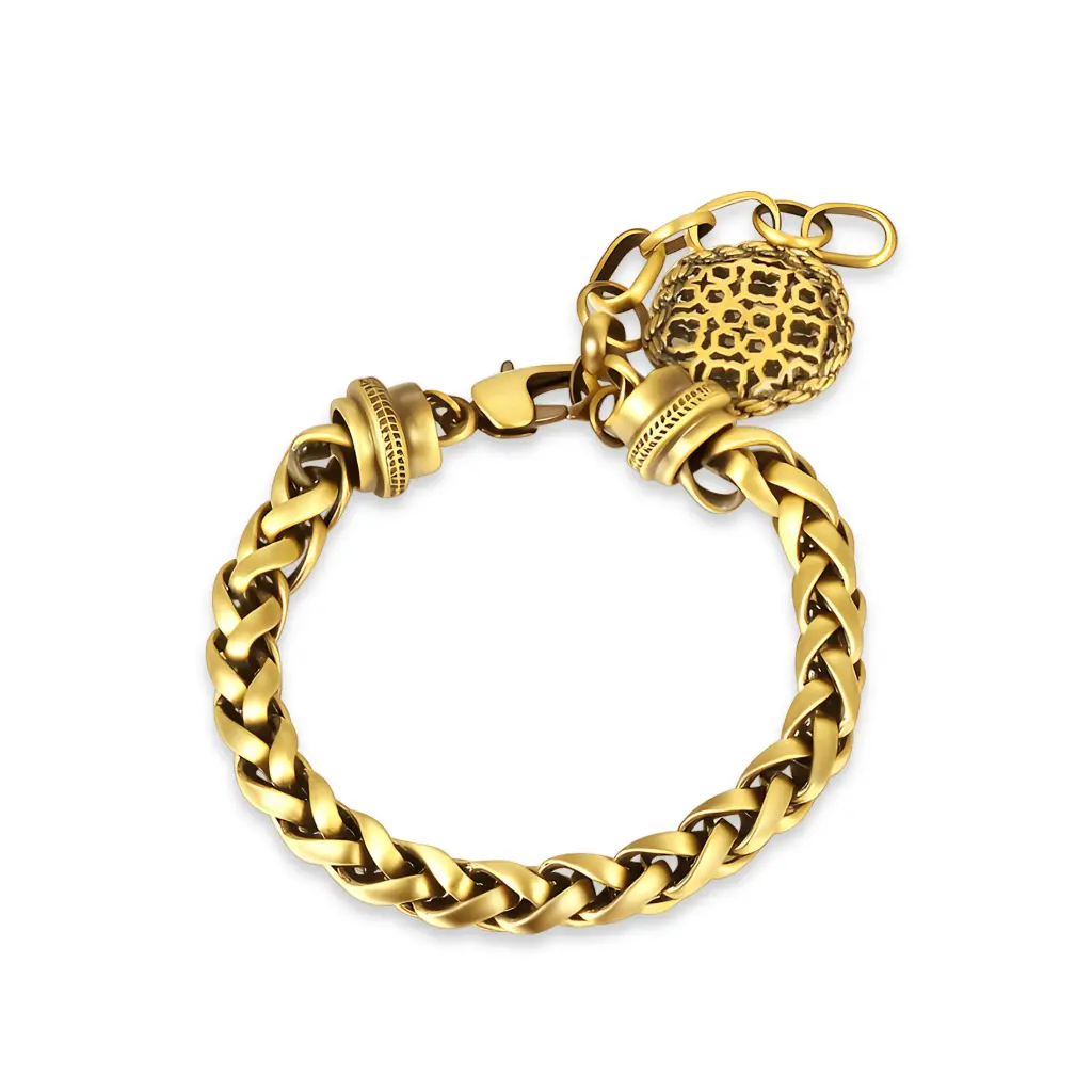 Gold Plated Woven Chain & Charm Bracelet | Jinyi Jewelry JY09B0062