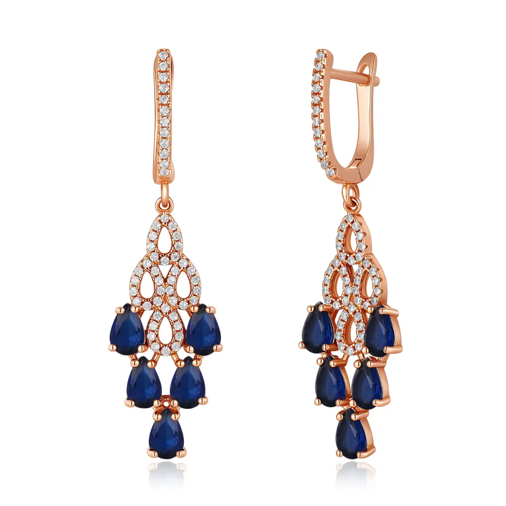 Rose Gold Sapphire Chandelier Earrings | Jinyi Jewelry JY09E0020