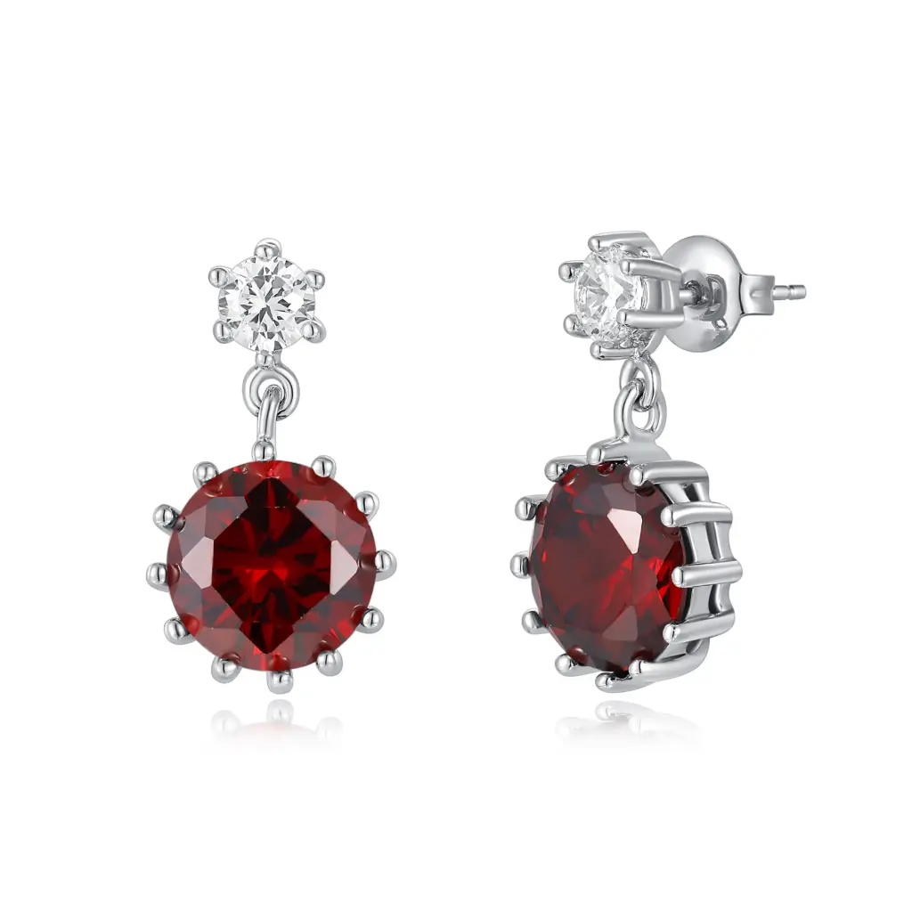 Red Garnet Silver Dangle Earrings | Jinyi Jewelry JY09E0122