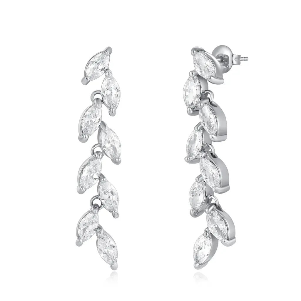 Marquise CZ Vine Cluster Silver Dangle Earrings | Jinyi Jewelry JY09E0130