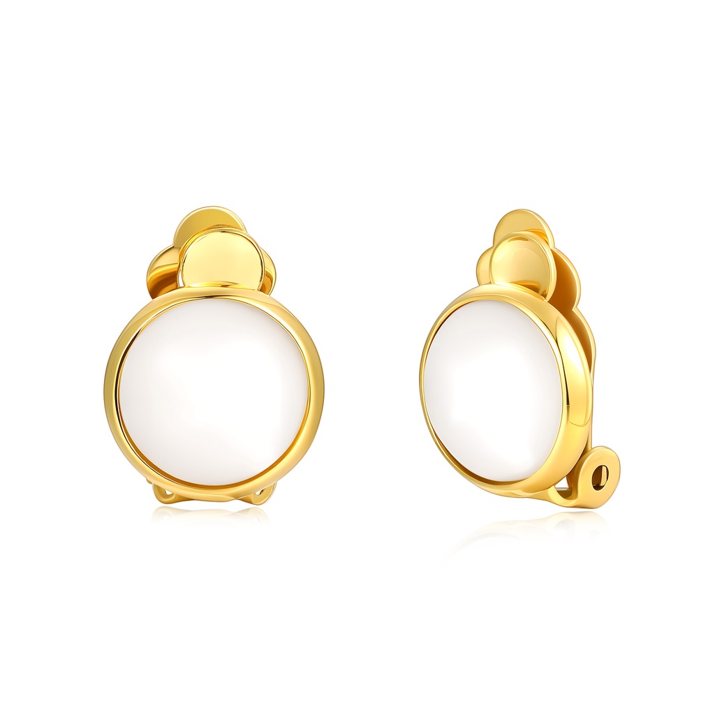 Classic Pearl Clip Earrings with Timeless Golden Framing Design