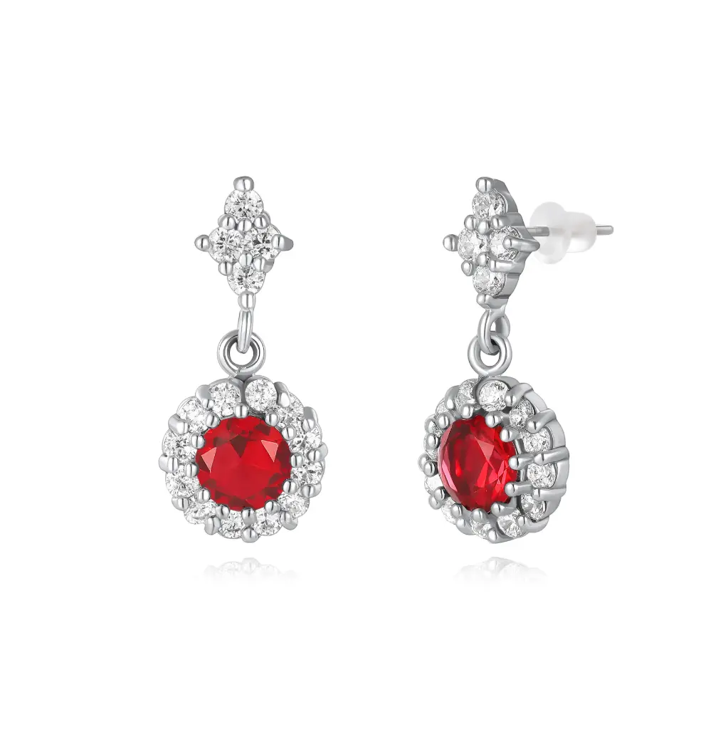 Vintage Ruby Drop Halo Earrings Wholesale | Vietnam & China Jewelry Factory JY09E0299