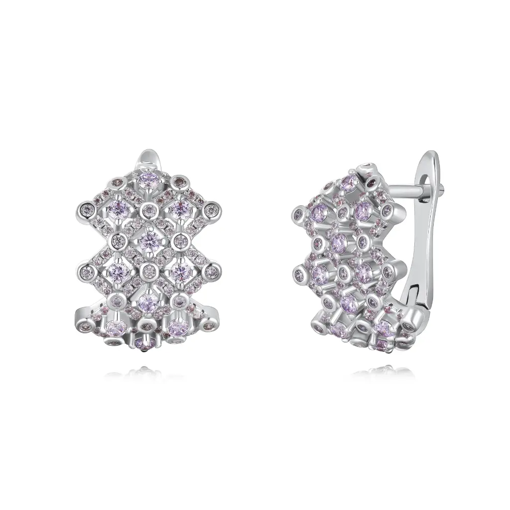Custom Purple CZ Huggie Earrings Wholesale | Vietnam & Chinese Jewelry Manufacturer JY09E0325