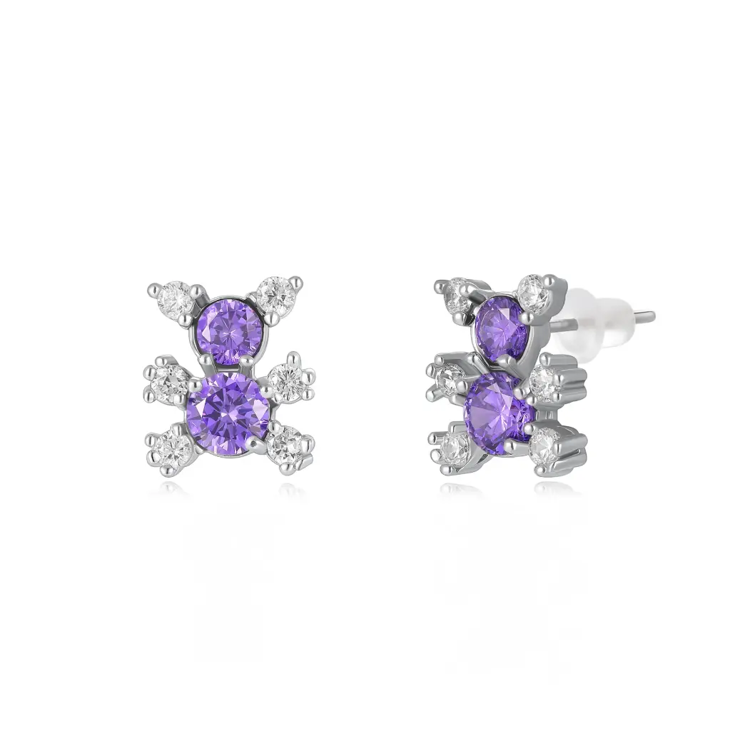 Wholesale Purple Teddy Bear Earrings | Jinyi Jewelry ManufacturerJY09E0341
