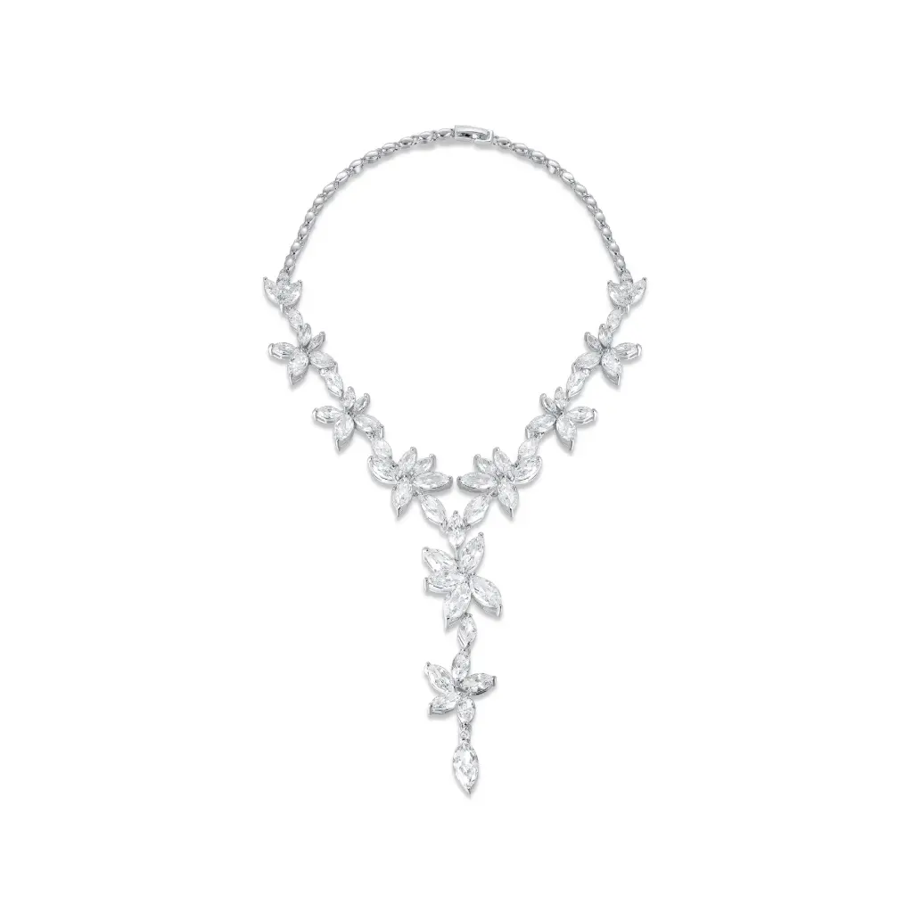 Marquise Cluster Floral Y-Drop Necklace Wholesale | Vietnam & China Jewelry FactoryJY09N0033