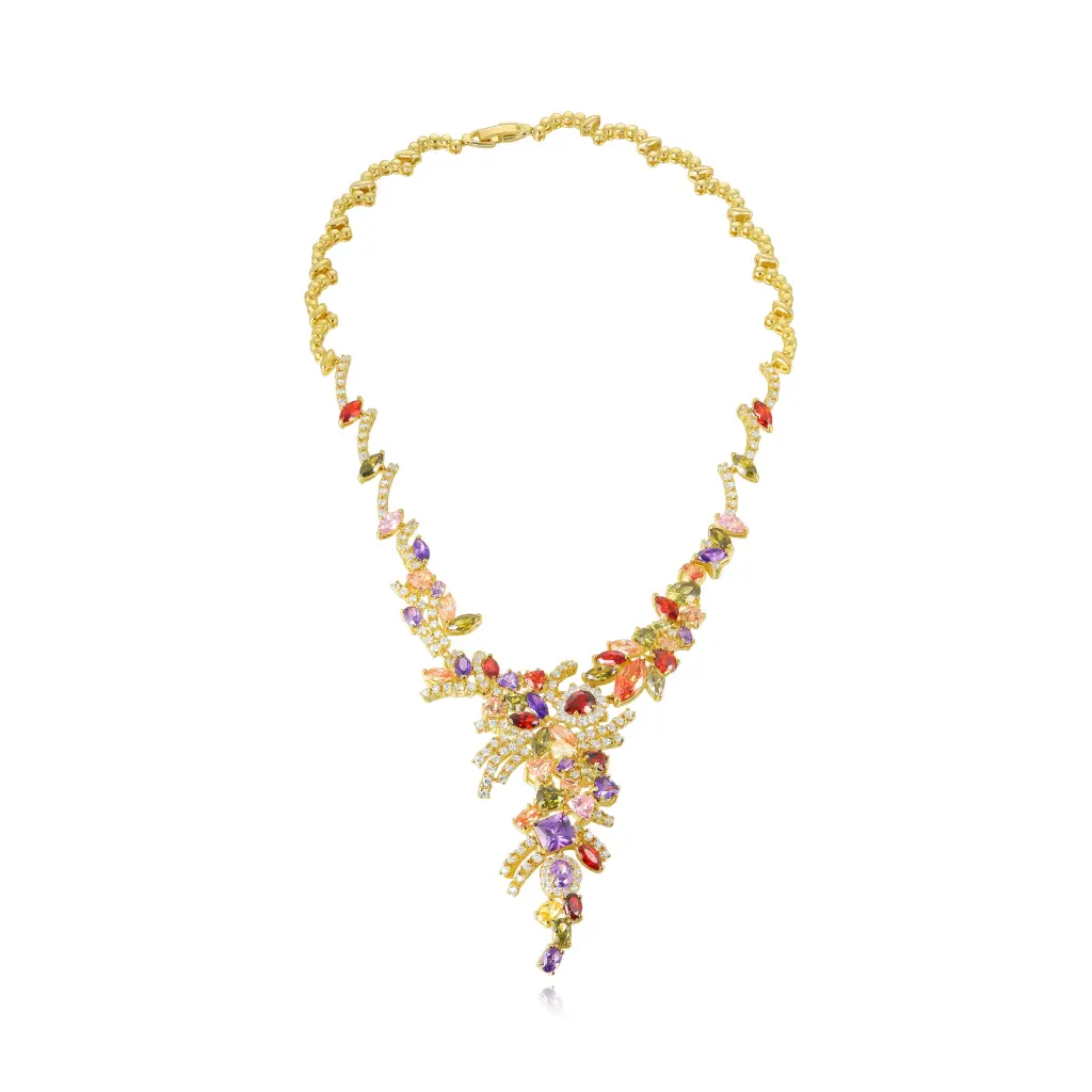 Multicolor Crystal Statement Drop Necklace Wholesale | Vietnam & China Jewelry FactoryJY09N0099