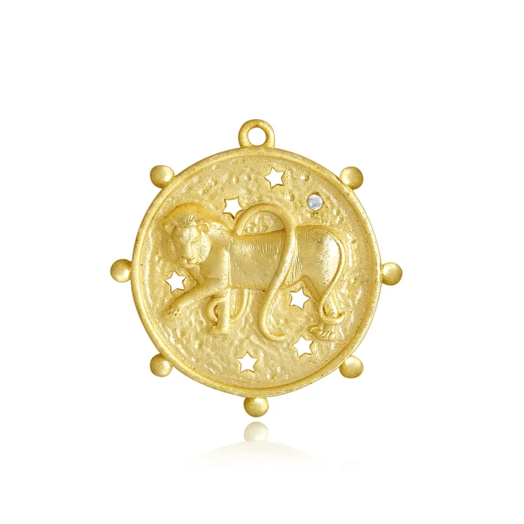 Vintage Gold Leo Zodiac Coin Pendant Wholesale JY09P0230