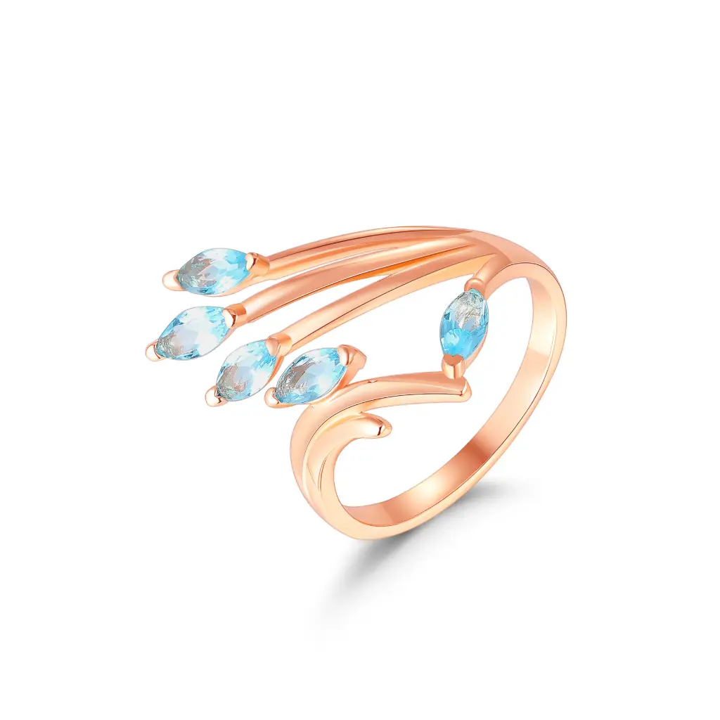 Rose Gold Branch Blue Topaz Ring Wholesale JY09R0005