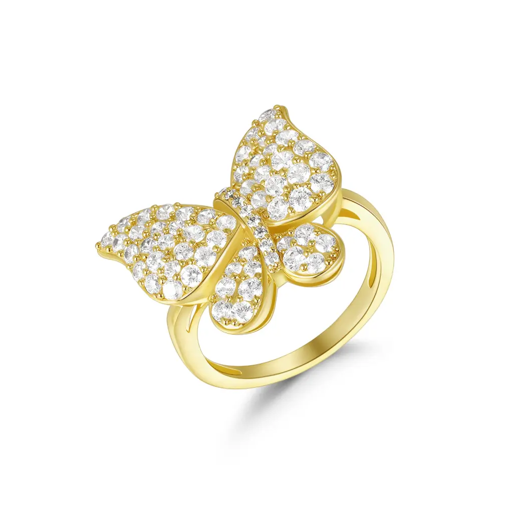18k Gold Plated Butterfly CZ Ring Wholesale JY09R0046