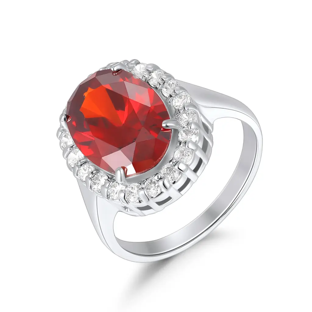 Ruby Red CZ Halo Ring Wholesale JY09R0249