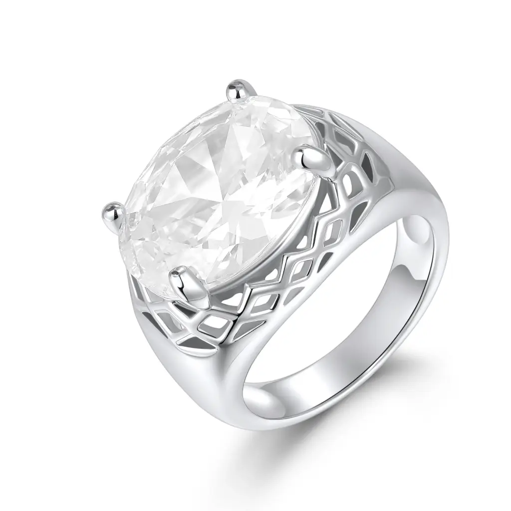 Oval Clear CZ Filigree Ring Wholesale JY09R0276