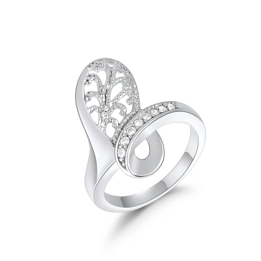 Silver Filigree Wave CZ Ring Wholesale JY09R0348