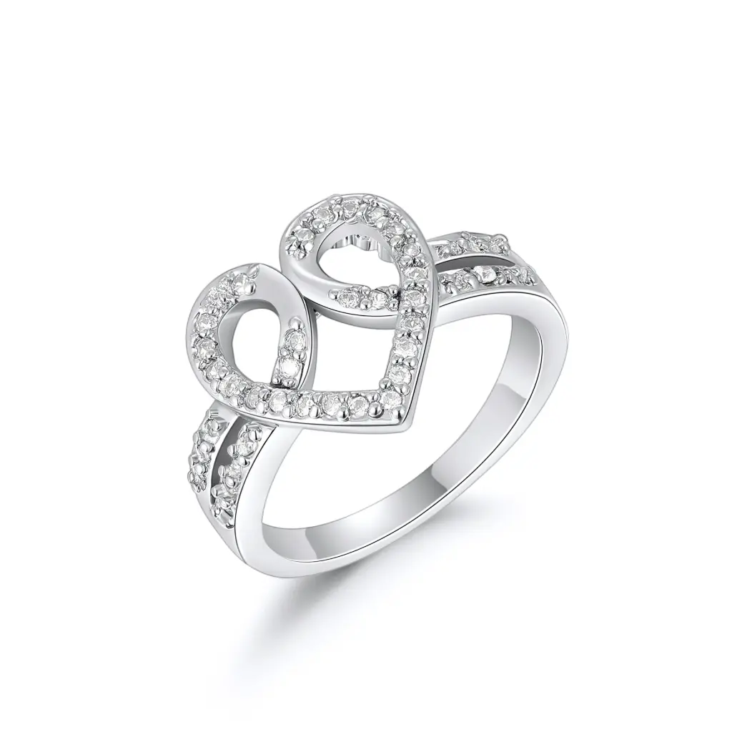 Interlocked Heart CZ Ring Wholesale JY09R0418