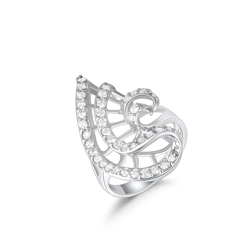 Fan Wave Filigree CZ Ring Wholesale JY09R0419