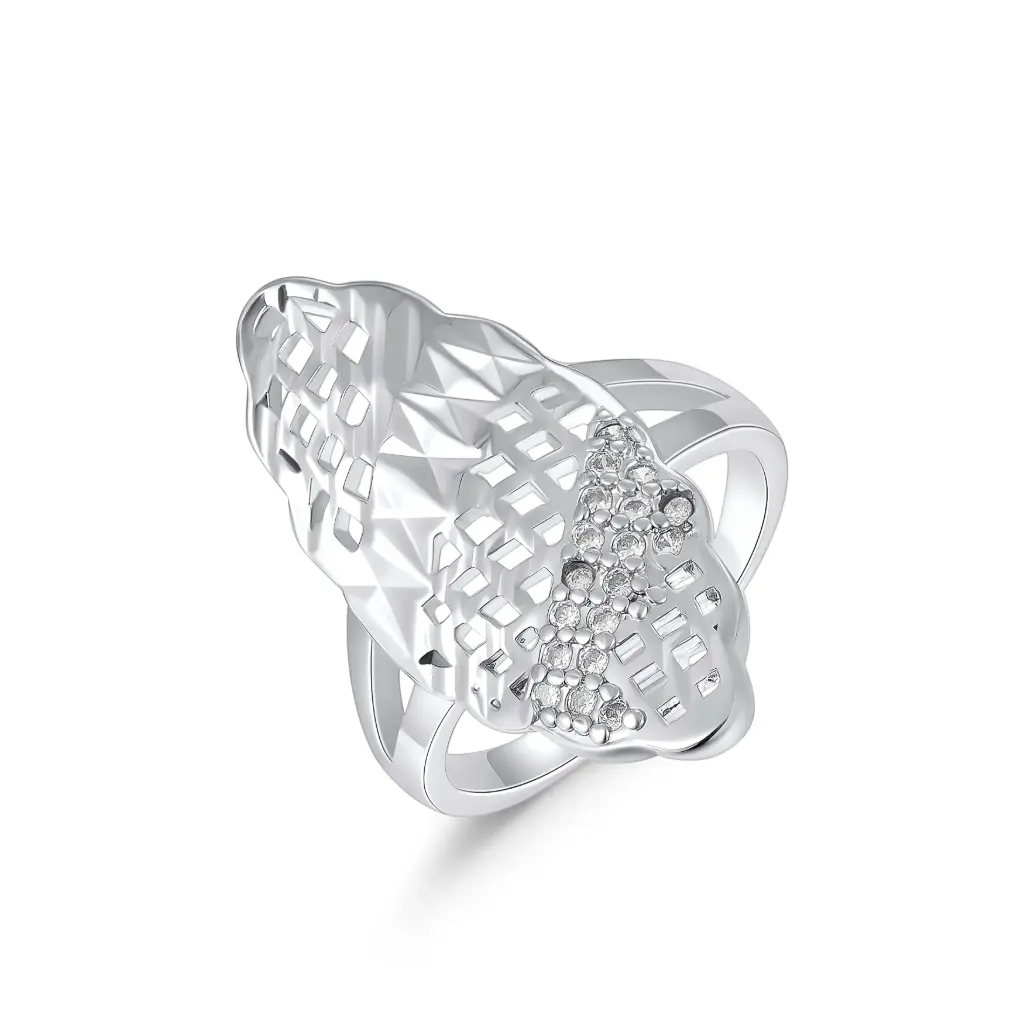 Diamond Cut Textured CZ Ring Wholesale JY09R0426
