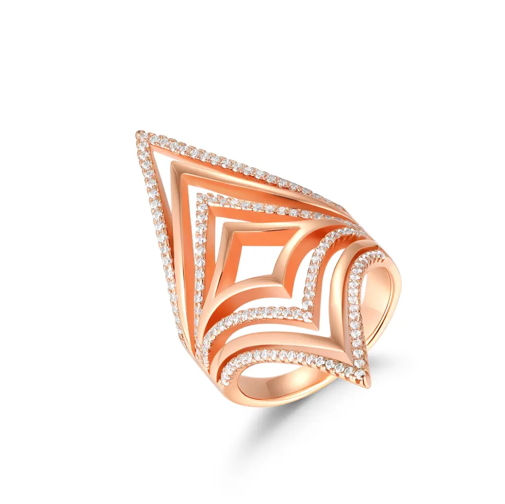 Rose Gold Chevron CZ Ring Wholesale JY09R0470