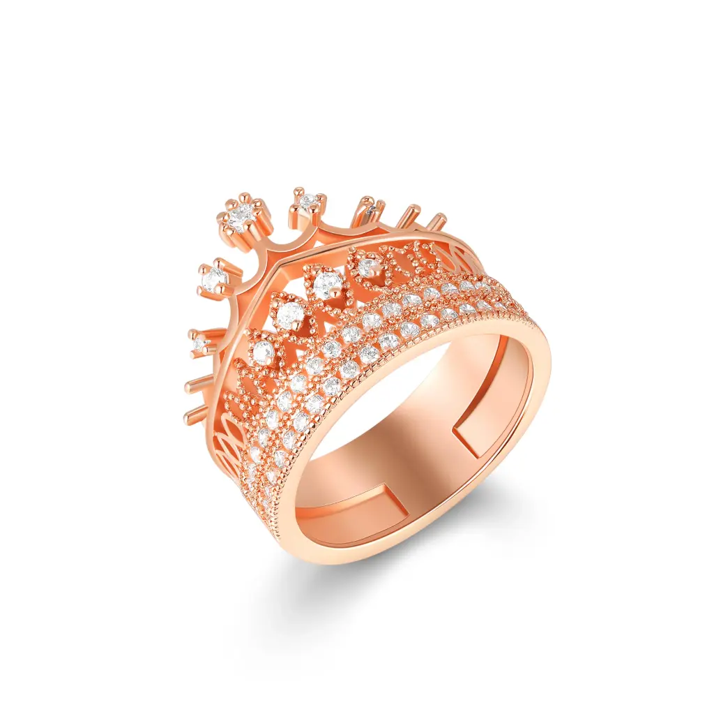 Rose Gold Crown Tiara CZ Ring Wholesale JY09R0480