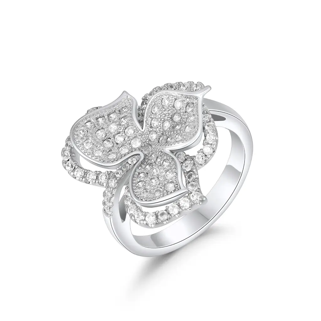 Triple Petal Floral CZ Ring Wholesale JY09R0523