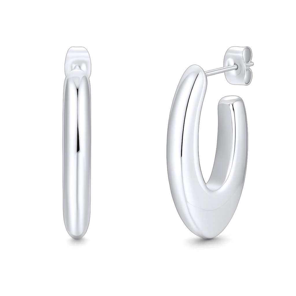Classic Stainless Steel Chunky Oval Hoop Earrings