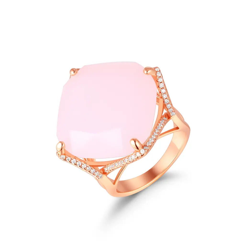 Large Pink Gemstone Rose Gold Statement Ring JY09R0570