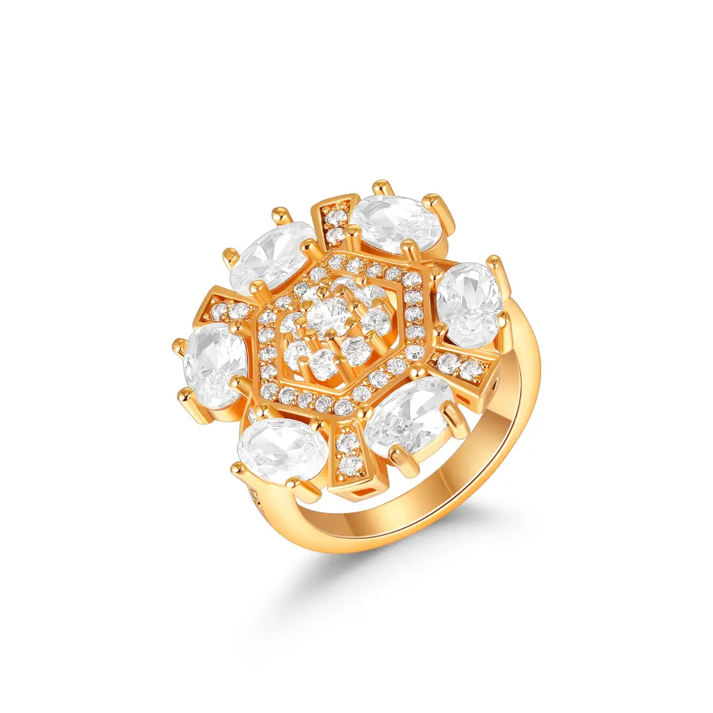 CZ Cluster Gold Statement Ring JY09R0575