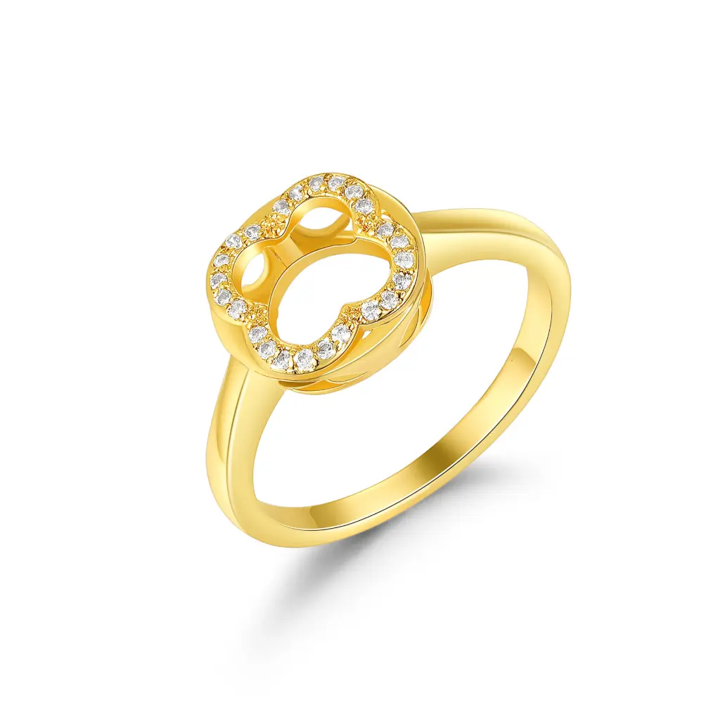Hollow CZ Gold Heart Ring JY09R0577