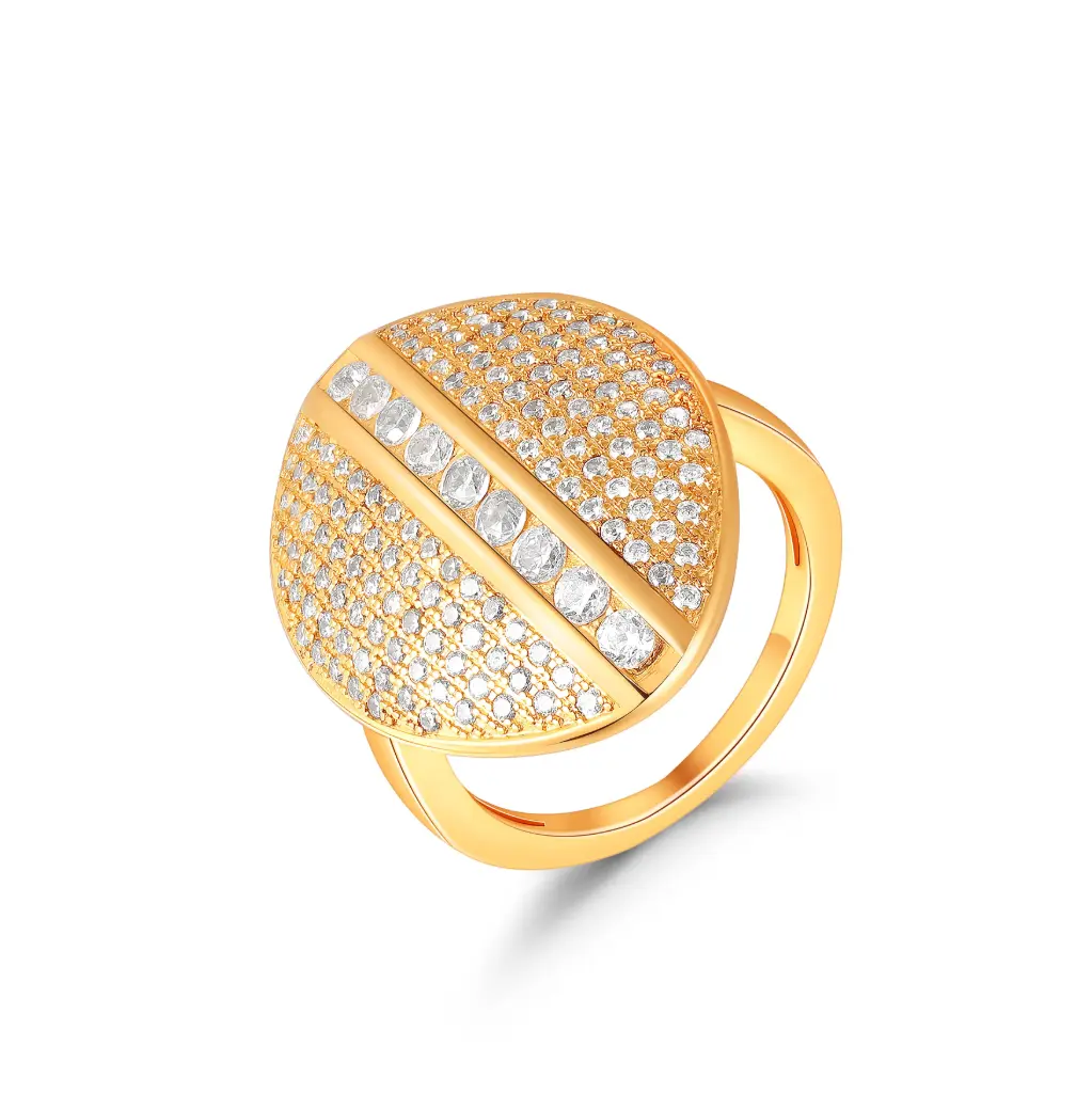 Oval Pave CZ Split Shank Statement Ring JY09R0588