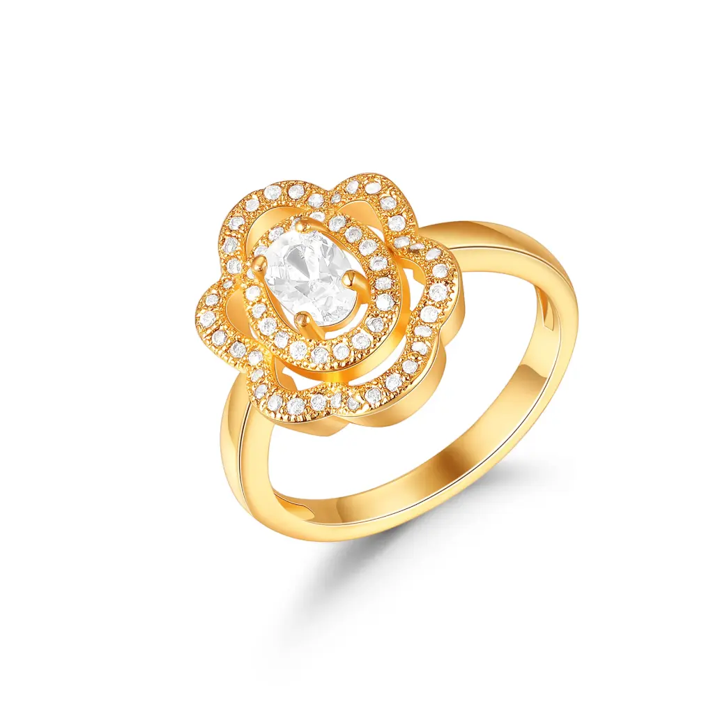 Floral Pear CZ Halo Statement Ring JY09R0590