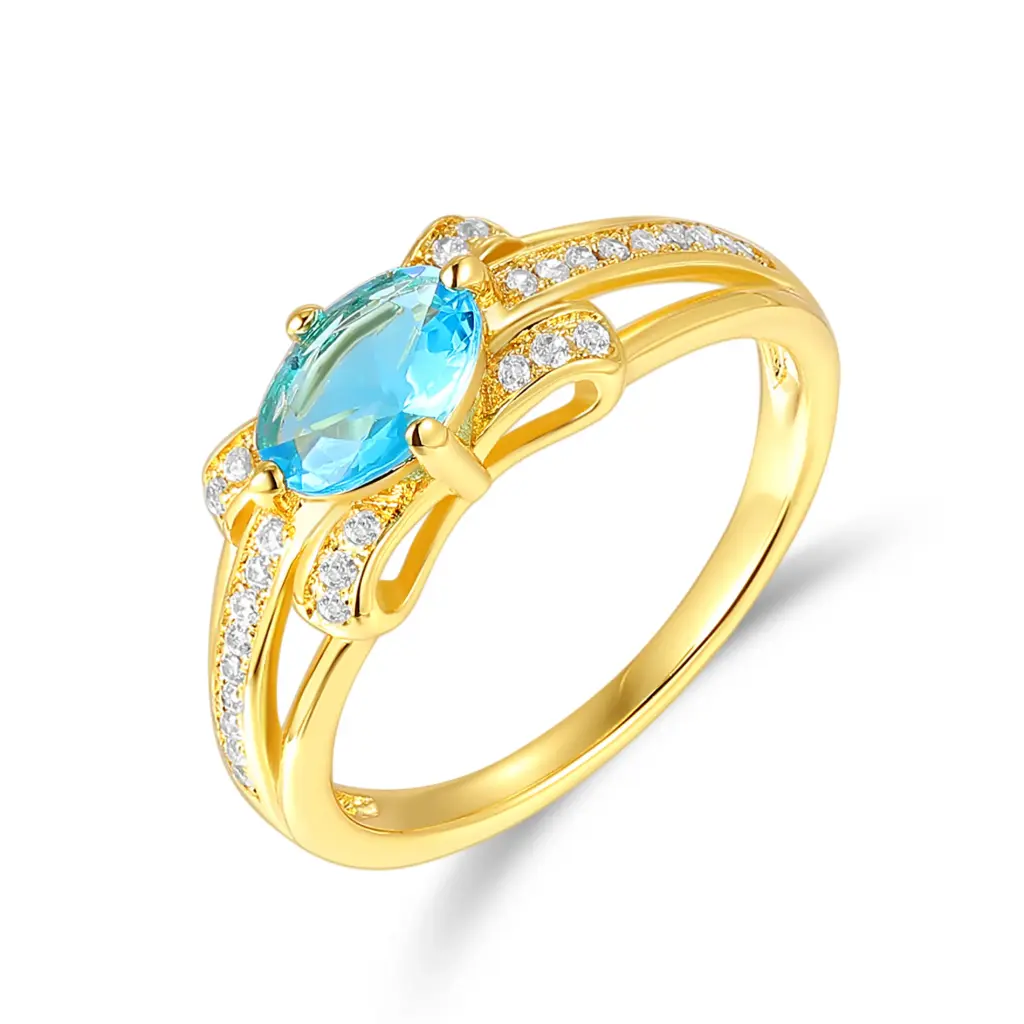 Marquise Blue CZ Split Band Ring JY09R0594