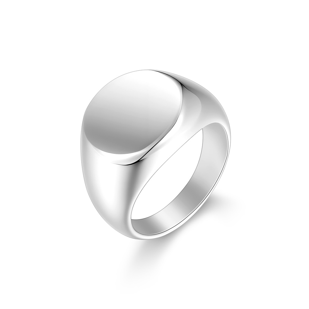 Classic Stainless Steel Signet Ring with Sleek Modern Minimalist Design