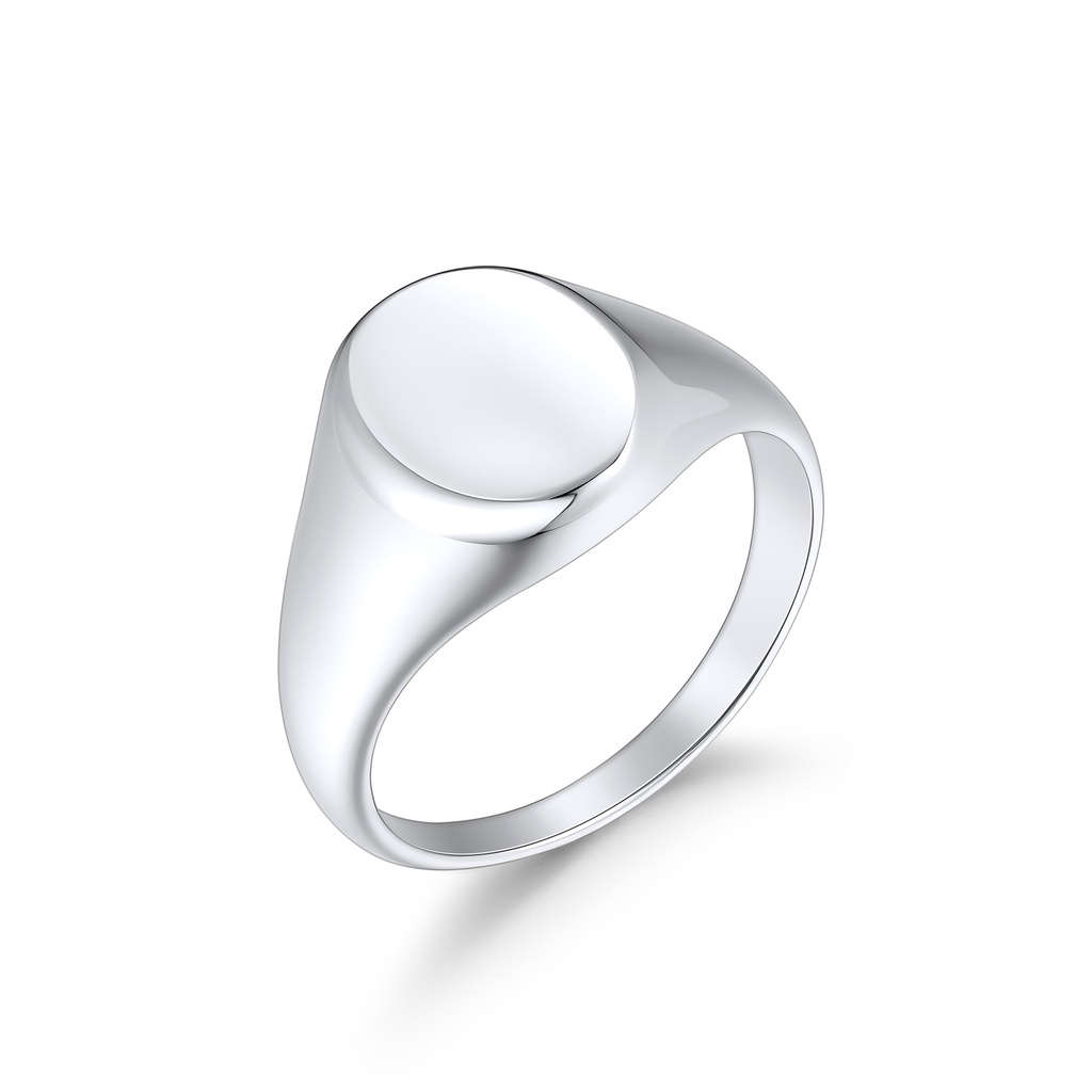 Classic Stainless Steel Signet Ring with Sleek Polished Oval Design