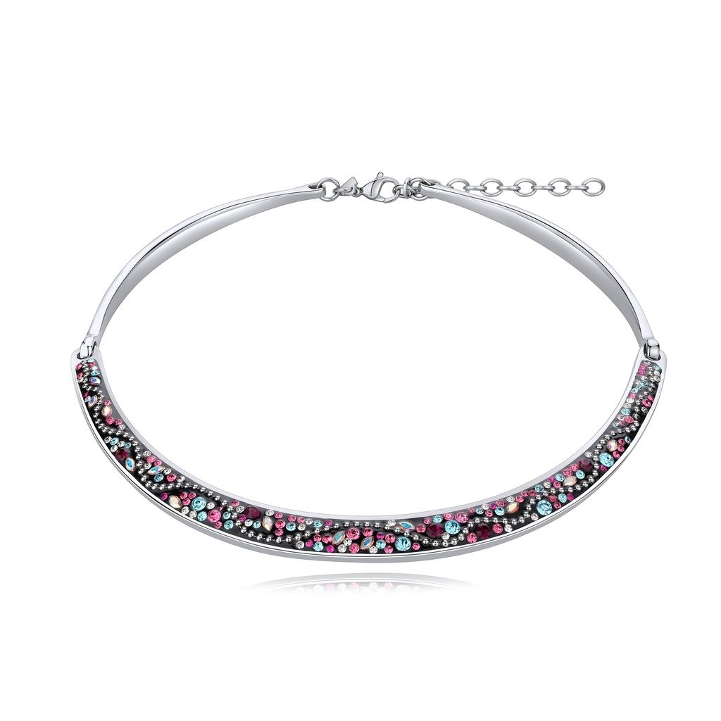 Colorful Crystal Stainless Steel Choker Necklace for Women Fashion