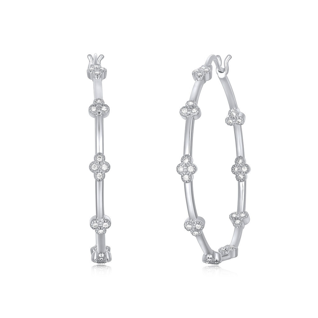 Contemporary silver hoops with bold cutout square grid design