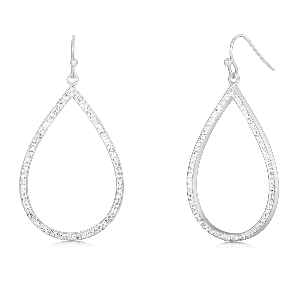 Crystal Teardrop Stainless Steel Dangle Earrings with Elegant Shine