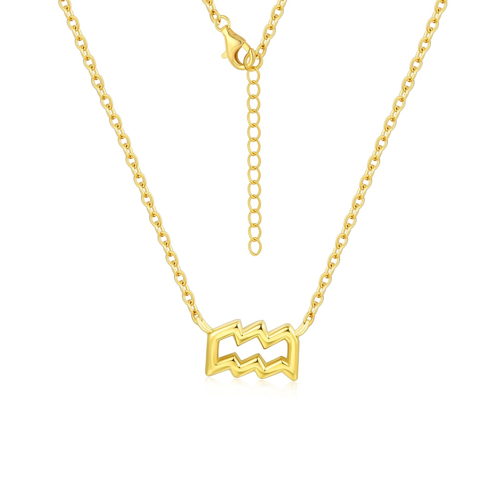 Aquarius Zodiac Necklace in Gold Stainless Steel Minimalist Design
