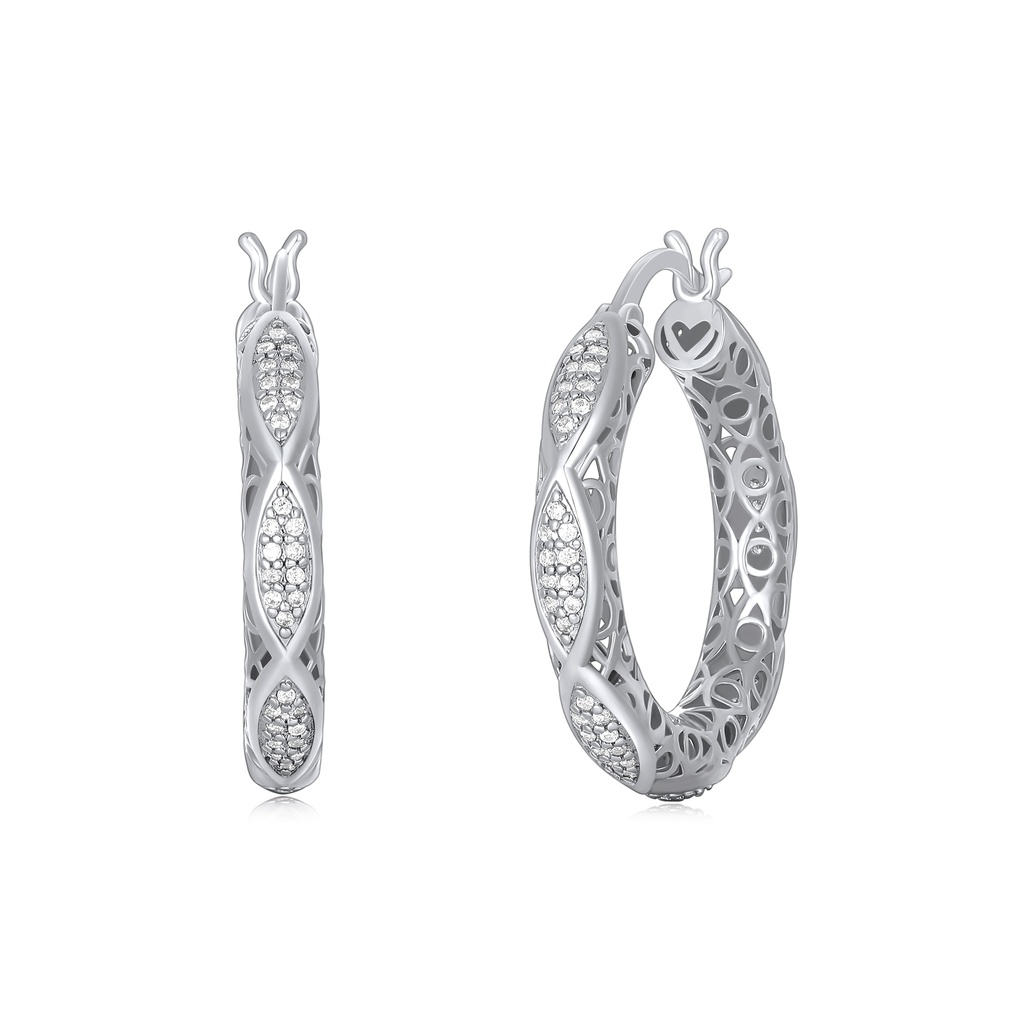Artistic textured hoops with bezel-set stones and organic curves